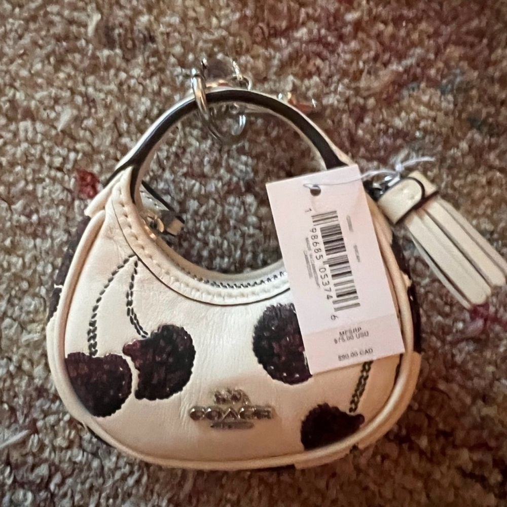 Coach Carmen Bag Charm with Cherry Print NWT - Picture 2 of 6